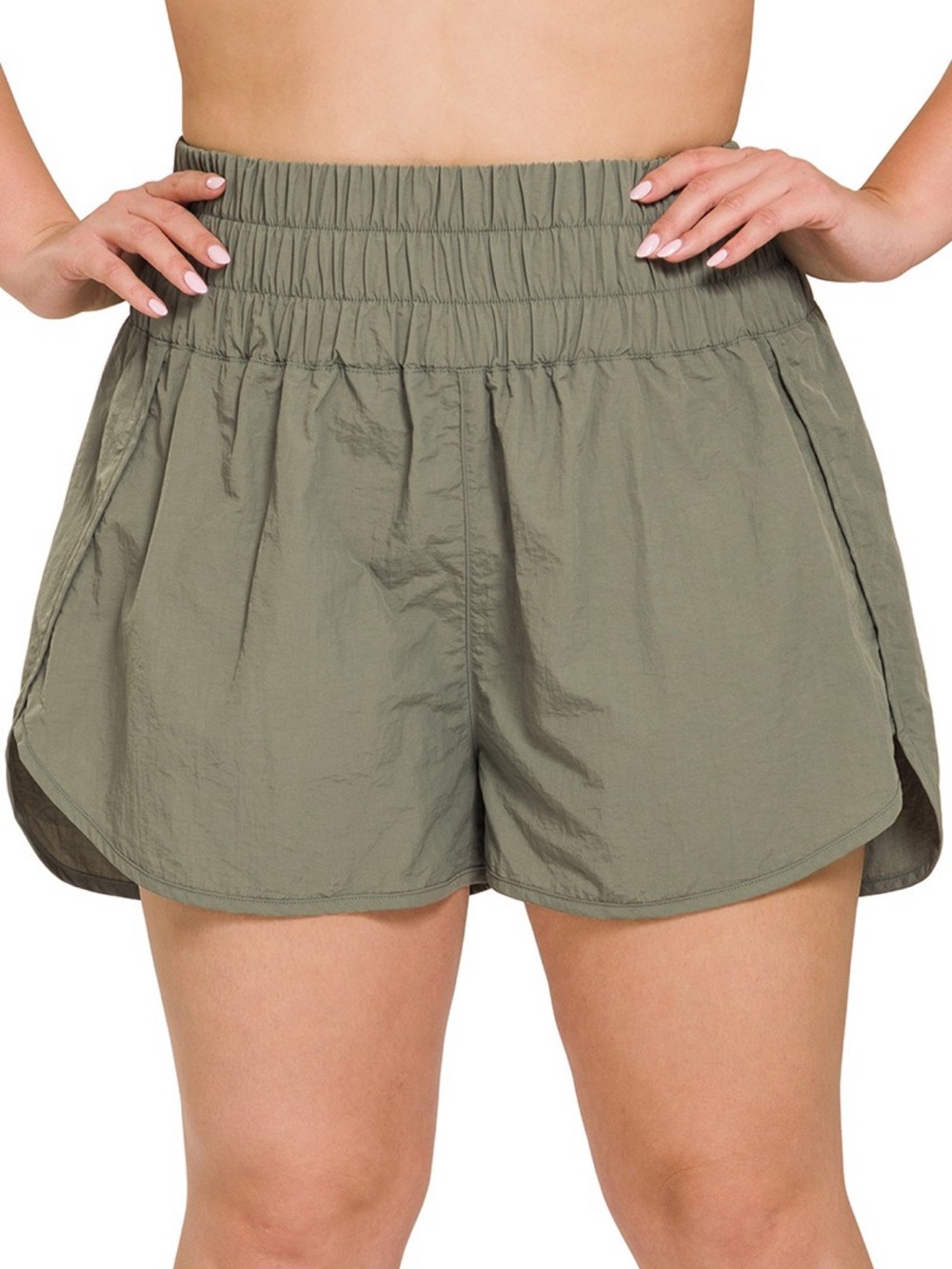 Zenana Windbreaker Athletic Running Shorts Plus Size 2X Smocked Waist Nylon New
